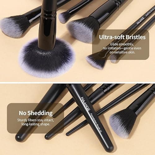 MAANGE Makeup Brush Set 51 PCS Professional Makeup Brushes for Foundation Powder Concealers Eye shadows Blending Blush Travel Make up Brush Kit (Black) thumbnail 4