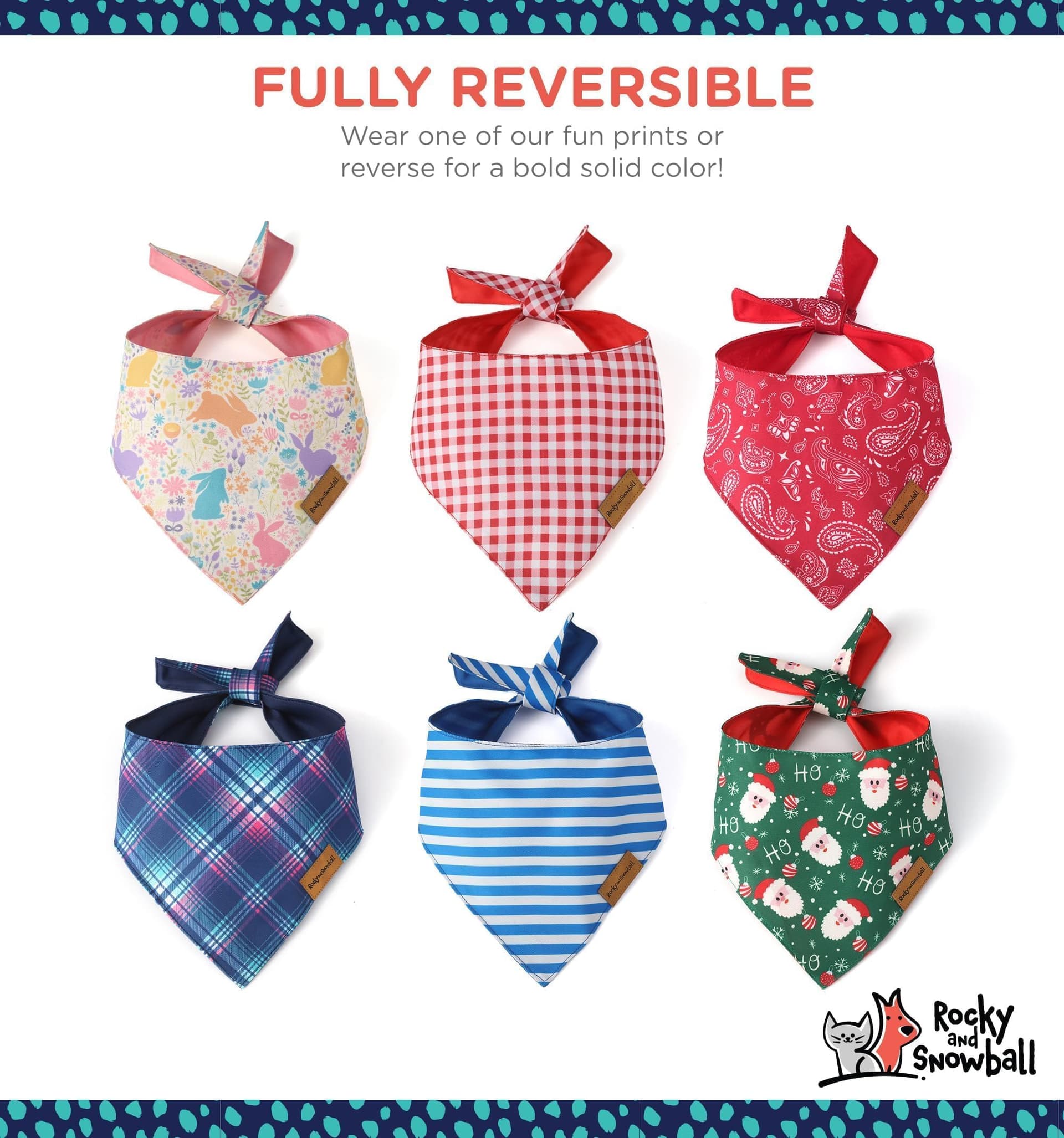 Dog Bandanas, Pet Bandanas for Dogs - Puppy Bandana, Reversible Scarf, Soft & Breathable, Dog Scarf for Medium & Large Dogs thumbnail 7