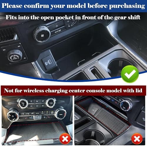 Center Console Organizer Cover for Ford F150 Accessories 2021-2026 & Lightning XLT 2022 2023 2024 Middle Console Secret Pocket Lid Interior Hidden Storage Compartment Tray with USB Holes, 2PCS thumbnail 2