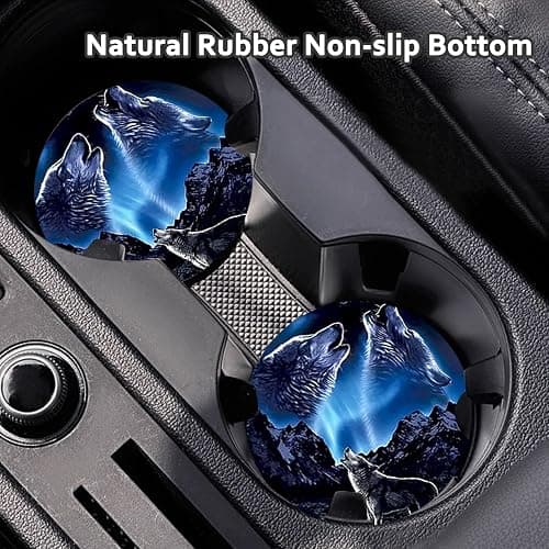 2Pcs Black Leopard Print Car Coasters,2.75" Neoprene Cup Holder Coasters | Universal Rubber Non‑Slip Mat, Drink Coaster Decor Auto Accessories Black Leopards Gifts for Women,Men thumbnail 6