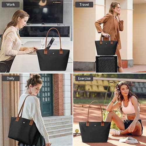 KALIDI Tote Bag for Women Nylon Top-Handle Purse,Shoulder Hobo handBag with Zipper Leisure Foldable Weekend thumbnail 7