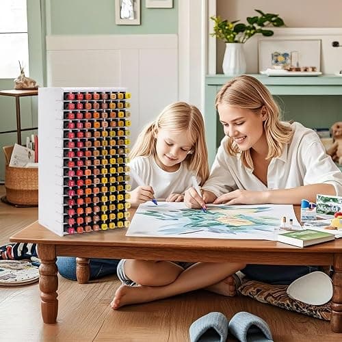 SANFURNEY Art Marker Storage Rack for 120 Markers, Watercolour Brushes Pens Color Pencils Organizer Holder for Desk thumbnail 2
