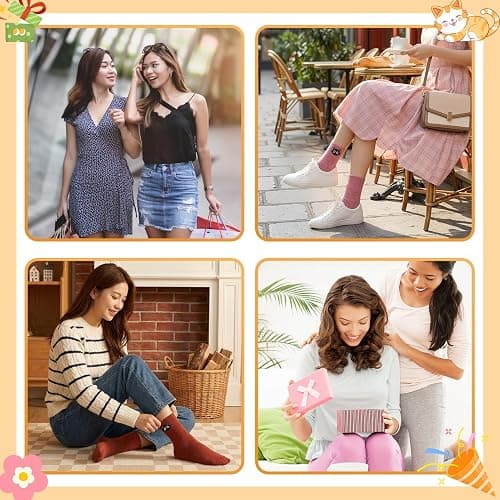 soxitoevy 10 Pairs Women Crew Socks Cute Embroidery Cotton Socks | Soft Cotton Blend, Embroidery Pattern, Elastic Ribbed Cuff, Mid-Calf Length, Ideal Gifts for Women Girls or Friends thumbnail 2