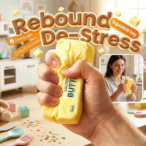 Butter Squishy, 2026 New 5.51x1.57inch Slow Rising Sensory Relaxation Tool, Premium Stress Relief Ball for Anxiety Relief, Party Favors & Office Daily Use (2 Pack) thumbnail 2