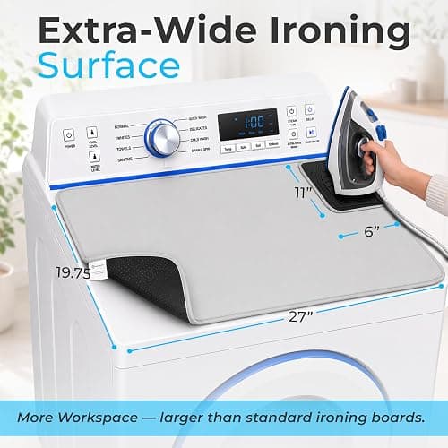 Handy Laundry Portable Ironing Mat - Easily Change Any Flat Surface into an Ironing Board. Features Silicone Slip Resistant Iron Rest to Safely Place Your Hot Iron. Easy to Take Along When Traveling. thumbnail 2