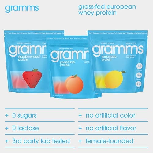 GRAMMS Clear Protein Powder Packets 20G Protein for Women & Men | Lactose Free, Grass-Fed Whey Isolate, Gluten Free, Zero Sugar, Gut Friendly, Non-Bloating (Peach Tea-18 Servings) thumbnail 5