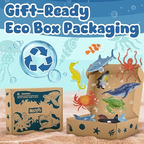 Beetots Ocean Sea Life Toy Figures Set for Kids, 12 PCS Realistic Marine Animals with Shark, Dolphin, Sea Turtle, Penguin, Seal, Clownfish, Crab, Ocean Animal Figure Toys for Boys Girls Toddlers thumbnail 7