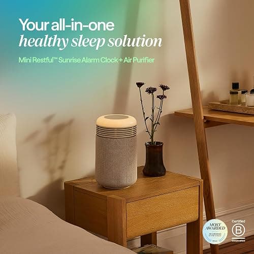 BLUEAIR Air Purifier & Sunrise Alarm Clock for Bedroom, Nursery – HEPA, HEPASilent™, Wake-Up Light, White Noise & Soothing Sounds for Natural Sleep, USB-C, Mini Restful thumbnail 2