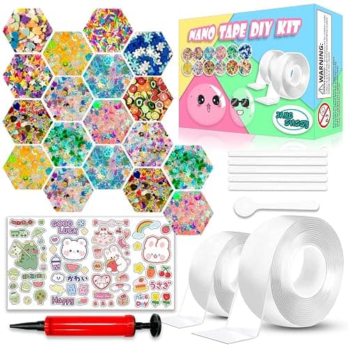 Nano Tape Bubble Kit, Nano Squishy Making kit Tape Bubbles, Arts and Craft DIY Stress Ball Making kit and Crafts for Kids Ages 8-12 Year Bubble Craft Kit Toys 2PCS (2"&1.2") - Image 1