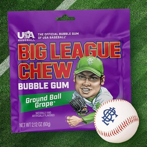 Big League Chew Ground Ball Grape Bubble Gum - Juicy Grape Flavor Explosion | Ideal for Baseball Games, Teams, Concessions, Parties, and More | Pack of 12 Bags (2.12oz Each) thumbnail 4