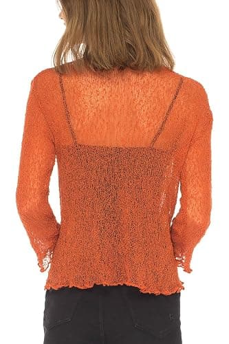 SHU-SHI Sheer Summer Shrug Cardigan Lightweight Mesh Knit Tie Front Cover Up for Dresses, Evenings, Beach thumbnail 6