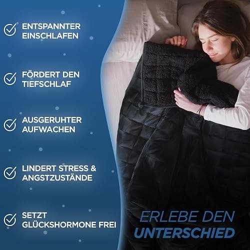 Samthus Gewichtsdecke 135x200cm 9kg Sherpa Fleece - Oeko-Tex Zertifiziert - Therapiedecke & Entspannungsdecke - Besser schlafen mit unserer schweren Bettdecke - Weighted Blanket - Schwarz thumbnail 3