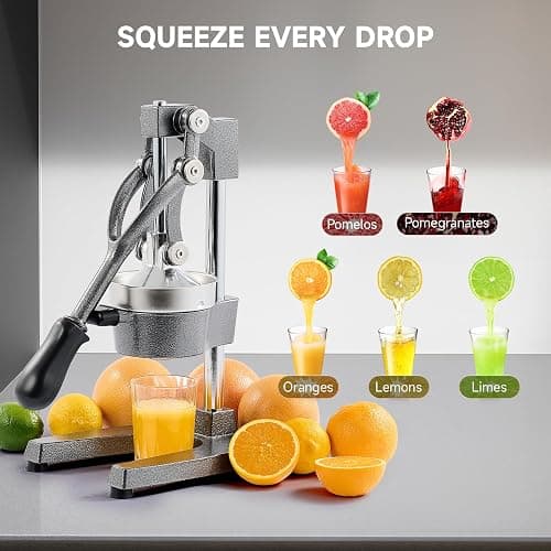 CO-Z Hand Press Juicer Machine, Manual Orange Juicer and Professional Citrus Juicer for Orange Juice Pom Lime Lemon Juice, Commercial Lemon Squeezer, Easy to Clean, Gray thumbnail 9