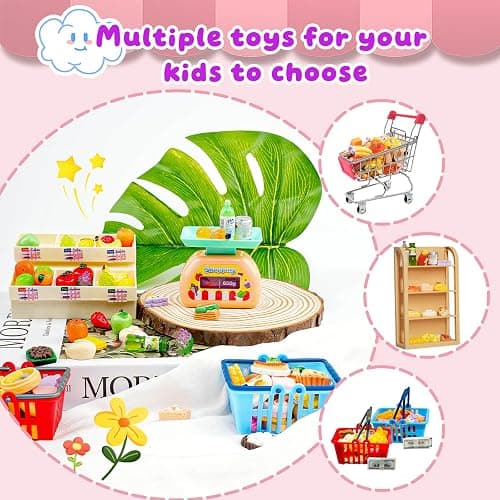 183Mini Food Toys Dollhouse Fruit Vegetable Bread Rack Display Shelf Grocery Store Shopping Cart Basket Miniature Drink Supermarket Metal Handcart Kitchen Play Game Party Cash Register thumbnail 4