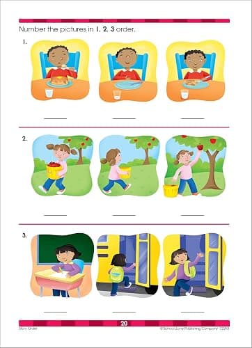 School Zone Beginning Reading Workbook: 64 Pages, 1st Grade, 2nd Grade, Beginning & Ending Sounds, Vowels, Sequencing, Ages 6 to 8 (I Know It! Book Series) thumbnail 5