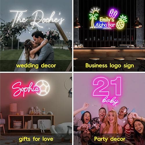 Custom Neon Sign for Wall Decor, Personalized Large Neon Light Sign Customizable for Bedroom Home Decor Wedding Birthday Gifts Party Bar Shop Name Logo Lights - Custom Neon Sign thumbnail 3