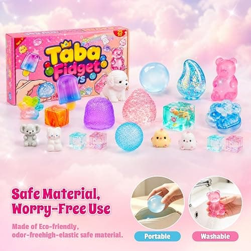 25pcs Taba Squishies Kit,Cute Squeeze Toys Box Set,Coconut Oil,Popsicles Multi Shapes Squishy Fun Box,Stress Balls for Adult, Classroom Prizes,Party Favors & Goodie Bags Stuffers for Ages 4-8 8-12 thumbnail 3