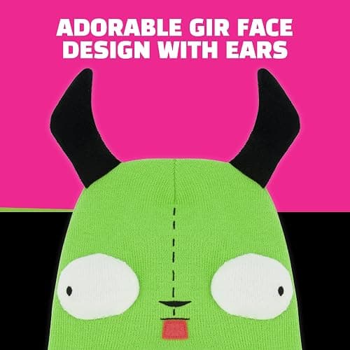 Invader Zim Beanie Hat, Gir Winter Knit Cap with Ears thumbnail 3