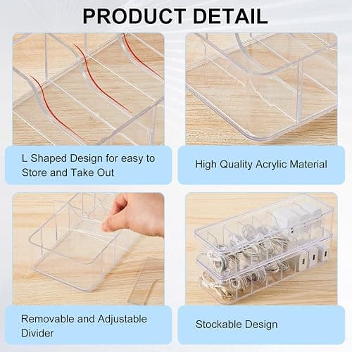 Tatuo 2 Pcs Cable Organizer Box with Wire Ties, Plastic Cord Storage Box with Lid, Electronics Organizer for Home Office Desk Organizers and Accessories (Clear) thumbnail 3