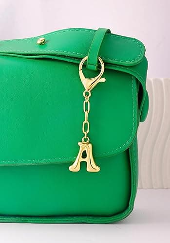 GAOKOXI Gold Bubble Initial Keychain Charm for Women Chunky Bag Purse Charms A-Z Letter Key Chains for Handbag Accessories - Gold-a thumbnail 3