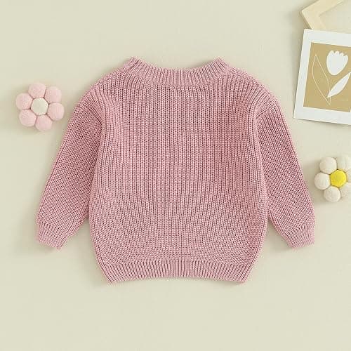 Mubineo Baby Girl Winter Clothes Cute Flower Sweater Crewneck Pullover Long Sleeve Knit Newborn Infant Sweaters thumbnail 3