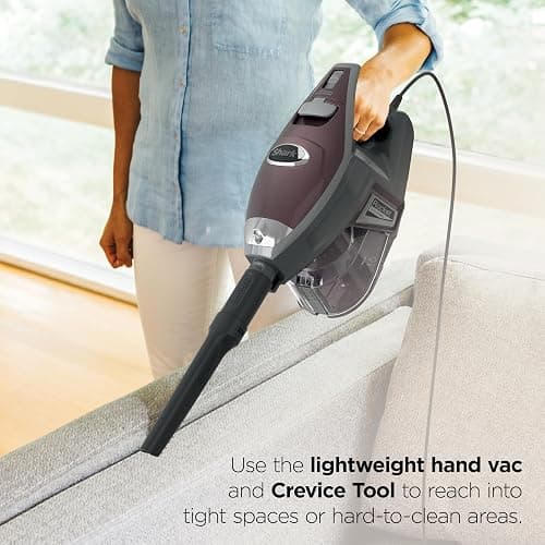 Shark HV322 Rocket Pet Plus Corded Stick Vacuum with LED Headlights, XL Dust Cup, Lightweight, Perfect for Pet Hair Pickup, Converts to a Hand Vacuum, with (2) Pet Attachments, Bordeaux/Silver thumbnail 5