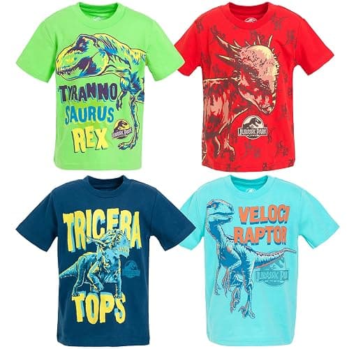 Jurassic World Dinosaur T-Rex 4 Pack T-Shirts Toddler to Big Kid - Image 1
