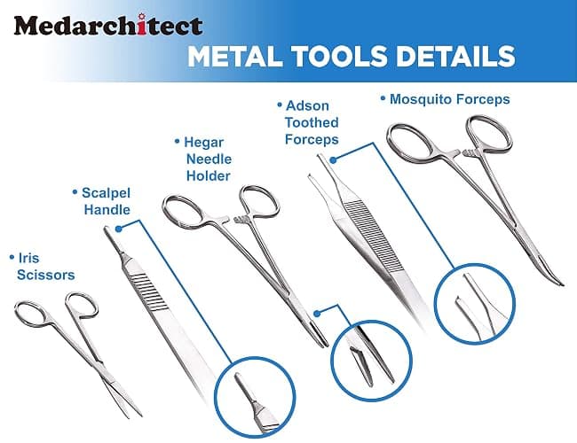 Medarchitect Suture Practice Complete Kit (30 Pieces) for Medical Student Suture Training, Include Upgrade Suture Pad with 14 Pre-Cut Wounds, Suture Tools, Suture Thread & Needle thumbnail 4