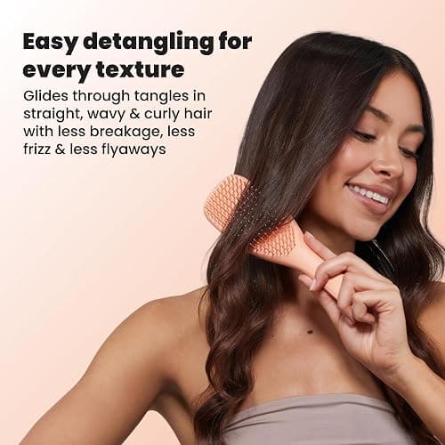 Tangle Teezer Ultimate Detangler Brush, Straight to Wavy, Apricot | Patented two-tier, regular-flex teeth reduce breakage & split ends on wet or dry hair; Shower-friendly hairbrush for all ages thumbnail 7