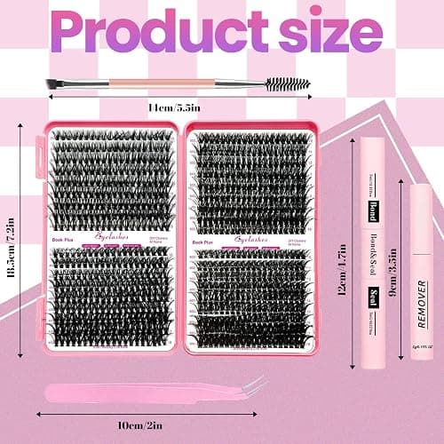 Qiveaory Kit di Estensione Delle Ciglia fai da 720pcs DIY Individual Lashes Clusters D Curl Kit con Lash Bond and Seal,Remover Extension Ciglia,Pinzette per Ciglia Pennello(10-18mm,30D+40D+50D+60D) thumbnail 7