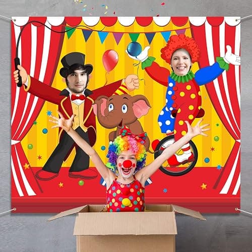 Blulu Carnival Backdrops for Party Circus Decorations 59 x 51 Inch Carnival Photo Door Banner Circus Theme Banner Photo Props Large Backdrop for Decorations Games Supplies thumbnail 5