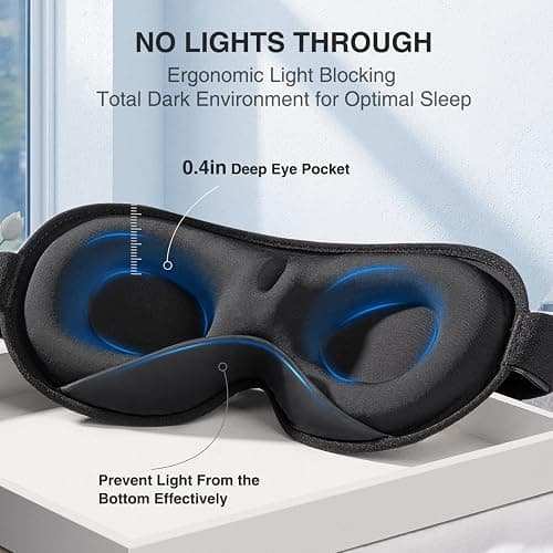 YFONG Weighted Sleep Mask, Women Men 3D Blocking Lights Sleeping Mask (4.2oz/120g), Pressure Relief Night Sleep Eye Mask with Adjustable Strap, Eye Cover Blindfold for Travel Nap Yoga, Black thumbnail 4