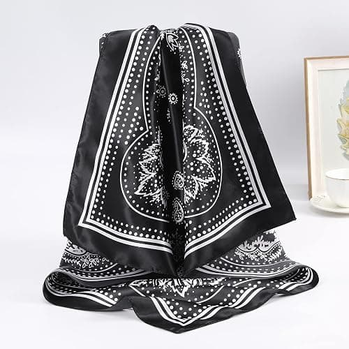 AWAYTR 35” Satin Large Square Head Scarves - 4PCS Silk Like Neck Scarf Hair Sleeping Wraps Satin Silk Scarfs for Women thumbnail 6