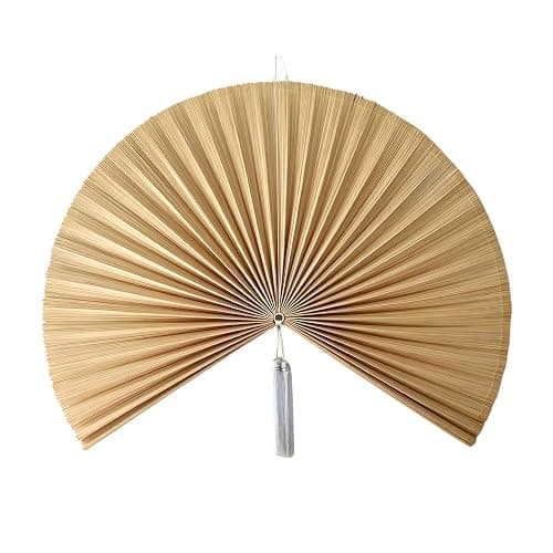 SUCHUBU Large Bamboo Wall Hanging, 47" Wall Hanging Fan For Decoration, Headboard Fan Decor, Woven Bamboo Art, Boho & Asian Inspired Home Decoration (Beige, Large) - Image 1