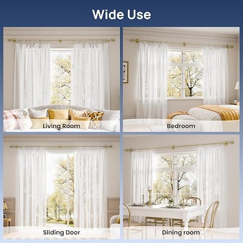 ENJOYBASICS No Drill Curtain Rods for Window 48 to 84 Inches, 5/8 Inch Diameter Renter Friendly Drapery Rod with Adhesive Brackets without Drilling, Adjustable from 27 to 90 Inches, Gold thumbnail 6