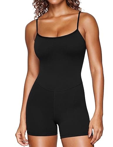 CRZ YOGA Butterluxe Cami Strap Rompers for Women - Adjustable Sleeveless One Piece Yoga Jumpsuits Bodysuit Shorts Padded - Image 1