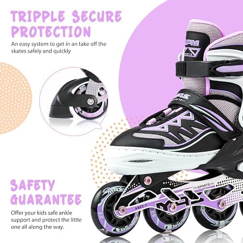 2PM SPORTS Cytia Pink Girls Adjustable Illuminating Inline Skates with Light up Wheels, Fun Flashing Beginner Roller Skates for Kids thumbnail 5