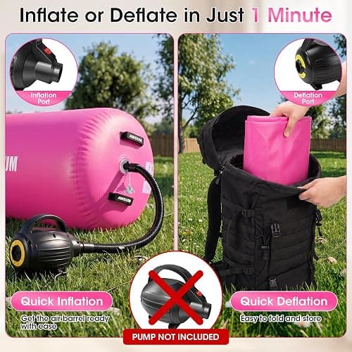 AWSUM Gymnastics Barrel, Air Roller for Back Handspring and Walkover | Tumbling Barrel, Inflatable Gymnastics Roller for Home Gym Practice, Cheerleading Training, Thickened PVC, Pump Not Included thumbnail 8