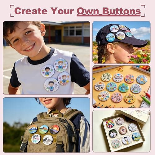 MK.Bear 2026 Button Maker Machine 2.25 Inch (58mm), No Installation Required Pin Maker Kit for Button Making, DIY Pink Badge Maker Button Press with 30 Badge Supplies & Circle Cutter thumbnail 5