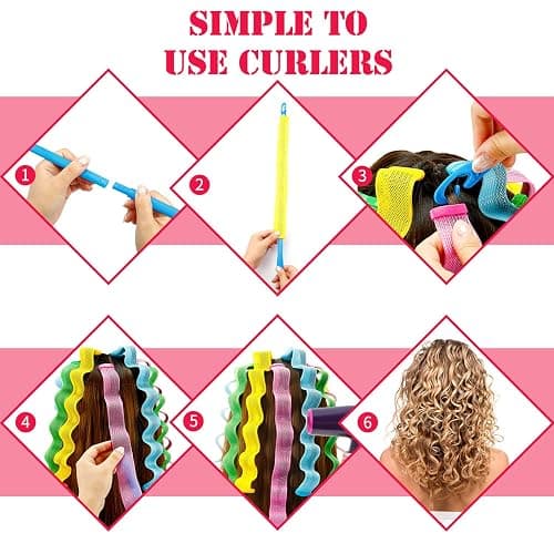 WILLBOND Heatless Wave Curlers Kit - 30 Spiral Hair Rollers, No Heat Hair Waver with 2 Styling Hooks for Multiple Hairstyles (50 cm) thumbnail 6