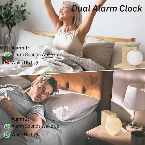 AIRIVO Alarm Clock for Bedrooms, Sunrise Alarm Clock Wake Up Light for Kids Teens, White Noise Sound Machine, Moon Light Dual Alarms for Heavy Sleepers, Night Light Clock for Preppy Room Decor thumbnail 6