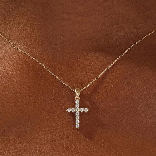 NOMOKOS Cross Necklace for Women - 18K Gold Plated Gold Necklace Cross Pendant Necklaces Dainty Simple Tiny Choker Necklaces for Women Trendy Jewelry thumbnail 2