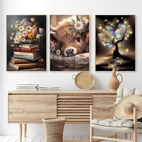 OFRKE Diamond Painting Kits for Adults, 3 Pack Bookshelf Plant DIY 5D Diamond Art Kits for Adults Beginners Full Round Drill Diamond Crystal Craft Kits for Home Wall Art Decor Gifts 12x16 inch thumbnail 2