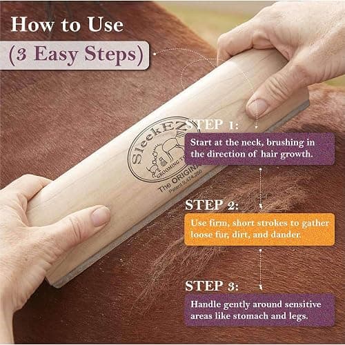 SleekEZ Deshedding Grooming Tool | Horse Brush for Horse Grooming Kit | Pet Hair Removal Tool | Curry Comb | Deshedding Brush | Shedding Comb | Works on All Hair Types | Made in USA | 1 pack | 10 inch thumbnail 4