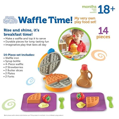 Learning Resources New Sprouts Waffle Time - Breakfast Pretend Play Food Kitchen Toys, Montessori Educational Game, Fine Motor Skills, Gifts for Boys and Girls thumbnail 8