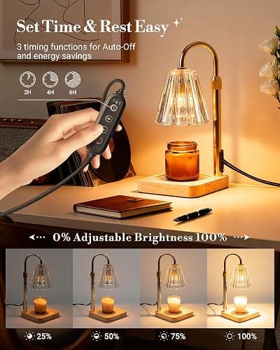 Marycele Candle Warmer Lamp for Yankee Candles, Christmas Birthday Gifts for Mom Women Sister Her, House Warming Gifts, Thanksgiving Decorations for Office Room Home Decor, Clear Wax Warmer with Timer thumbnail 6