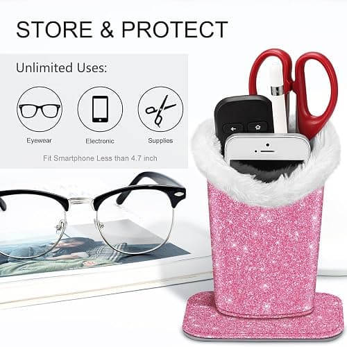 Fintie Plush Lined Eyeglasses Holder, Glasses Stand Case, Anti-scratch Glasses Storage Organizer for Desk, Nightstand, Office thumbnail 3