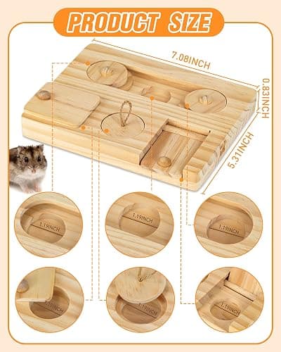 MWAOWM Guinea Pig Foraging Toys, 6 in 1 Hamsters Wooden Interactive Enrichment Toys, Treat Dispenser for Small Animal, for Rabbits, Bunny, Chinchillas, Rats and Gerbils thumbnail 2
