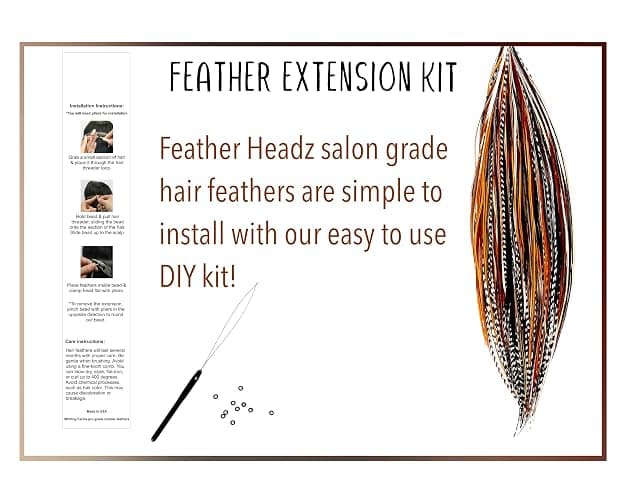 21 Natural Color Hair Extensions – 7”–12” Long – DIY Rooster Kit with 20 Micro-Link Beads – 100% Real Feathers – Eye-Catching Boho Style thumbnail 3