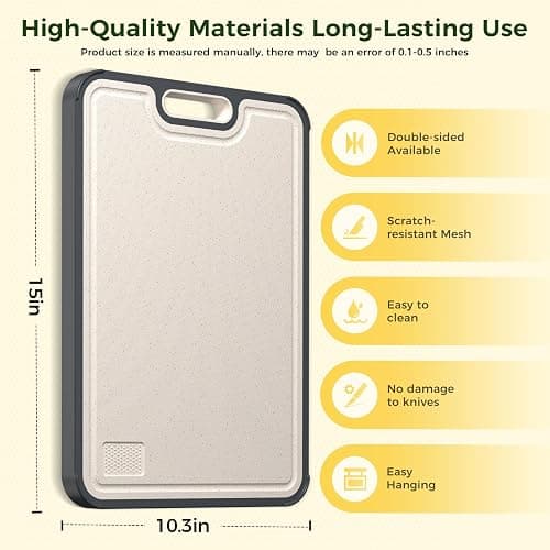 Titanium Cutting Board for Kitchen, Cutting Board Double Sided Food Grade, Pure Titanium/PP, Easy to Clean Large Size 16”×11” thumbnail 2